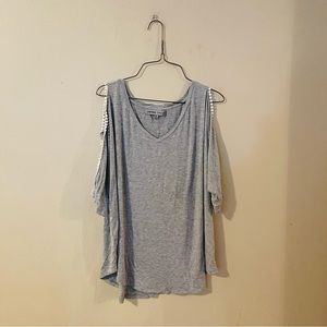 Gray Cold Shoulder Knit Top